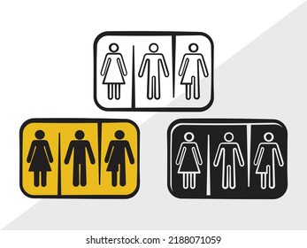 Toilet Sign SVG Printable Vector Illustration