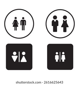 Toilet sign and symbol design. Toilet icon vector set. Silhouette of toilet symbol design WC icons, Man, woman, baby and handicapped sign. Vector illustration.