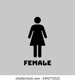 Toilet Sign vector illustration. Simply flat design for logo, objects and icons. Restroom for Male, Female, Ladies, Gentlemens. Silhouette of Lady in dress