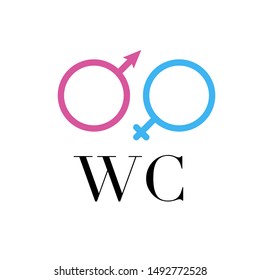 Toilet Sign vector illustration. Simply flat design for logo, objects and icons. Restroom for Male, Female, Ladies, Gentlemens. Gender Elements