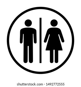 Toilet Sign vector illustration. Simply flat design for logo, objects and icons. Restroom for Male, Female, Ladies, Gentlemens. double silhouette, flat design
