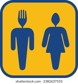 Toilet signage board fork and spoon men and women