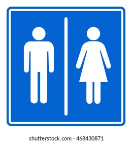 Toilet sign,blue background vector.