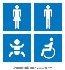 Toilet signs over blue background