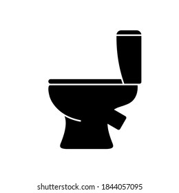 Toilettensilhouette. Umrisssymbol von keramischen Sanitärartikeln für Badezimmer. Schwarze einfache Illustration. Flaches, isoliertes Vektorpiktogramm auf weißem Hintergrund