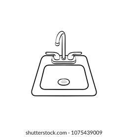 Icono del doodle dibujado a mano por el lavabo del inodoro. Ilustración de boceto vectorial Sink para impresión, web, móvil e infografía aislados en fondo blanco.