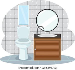 Toilette mit Waschbecken, einzelne Illustration