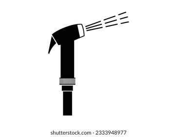 Toilet sprayer. Simple illustration in black and white.