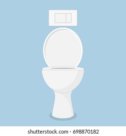 toilet with stop button for saving water icon flat design