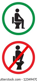 toilet symbol , Do not sit on the seat.