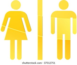 Toilet symbol illustration, classic design of man and woman