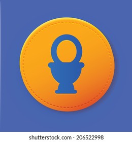 Toilet symbol on button,vector