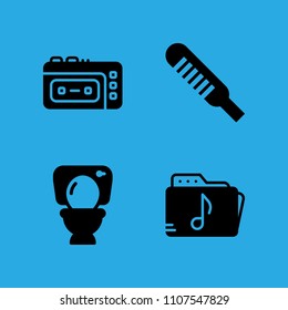 toilet, thermometer, recorder and music folder icons vector in sample icon set for web and graphic design