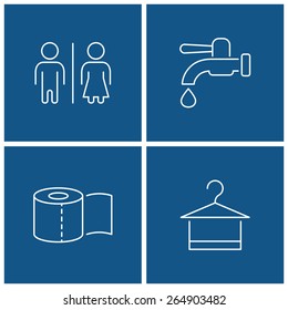 toilet thin line icon set