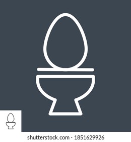 Icono del vector de línea delgada del inodoro aislado en el fondo negro.