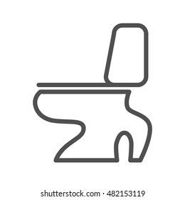 Toilet Thin Line Vector Icon Isolated on the White Background.