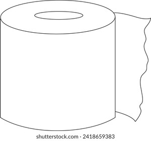 Toilet tissue paper cartoon black and white vector line art illustration