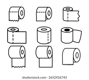 Ícone de papel higiênico. Papel higiênico rolo linha ícone sólido ilustração simples logotipo arte
