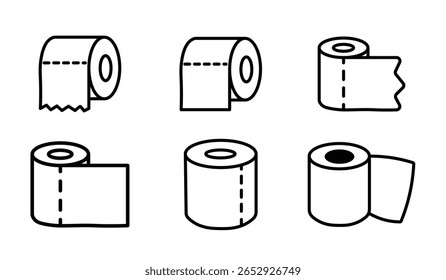 Ícone de papel higiênico. Papel higiênico rolo linha ícone sólido ilustração simples logotipo arte

