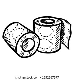 Toilet and tissue paper icon solated on white background and designed in outline and stroke style. Coronavirus/health care concept. This symbol can be used for web, ux ui  mobile application.
