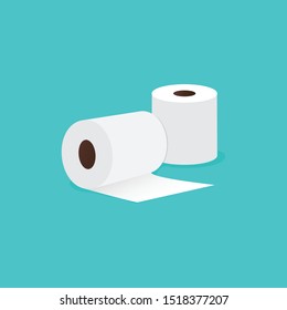 Toilet Tissue Paper Roll Flat Vector.