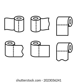 Toilet tissue paper roll flat icon set.