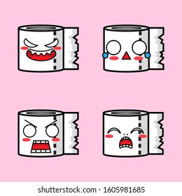 toilet tissue paper roll icon 
with a facial expression
