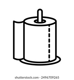 toilet tissue paper roll icon linear logo mark in black and white