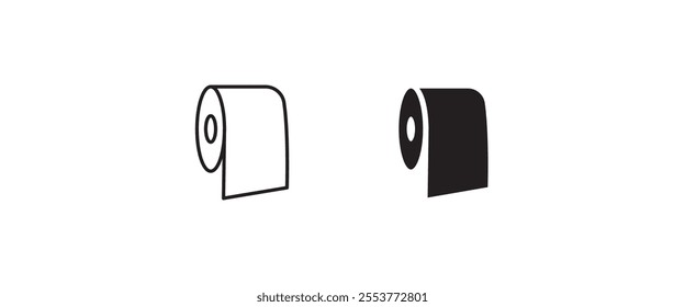 toilet tissue paper roll icon button, vector, sign, symbol, logo, illustration, editable stroke, flat design style isolated on white