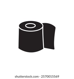 toilet tissue paper roll icon black and white vector outline sign