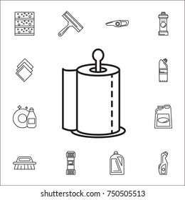 toilet tissue paper roll icon. Set of cleaning tools icons on white background