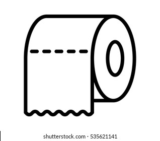 Toilet tissue paper roll with ridges line art vector icon for apps and websites