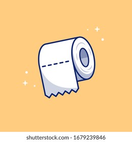 Toilet Tissue Paper Roll Vector Icon Illustration. Healthcare And Medical Icon Concept White Isolated. Flat Cartoon Style Suitable for Web Landing Page, Banner