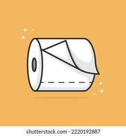 Toilet Tissue Paper Roll Vector Icon Illustration. Healthcare And Medical Icon Concept White Isolated. Flat Cartoon Style Suitable for Web Landing Page, Banner