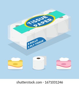 Toilet Tissue Paper Rolls In Various Size And Pack, Cotton Facial Tissue Softpack.