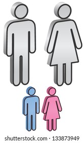 Toilet, Toilette Pictograms - Signs - Symbols - (Male, Female, Man, Woman Symbols)