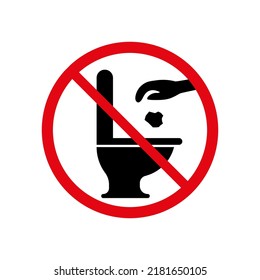 Toilet trash ban vector sign on white background