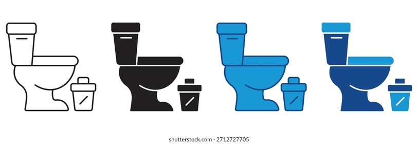 Toilet trash icon Set Multiple Style Collection. Vector illustration.