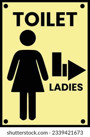 Toilet upper to right side for ladies sign