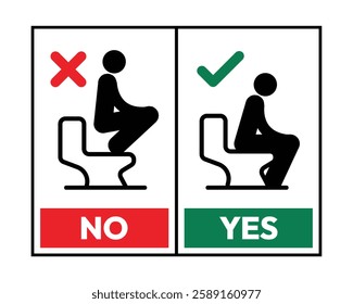 Toilet Usage Instructions Sign Proper Hygiene High Quality Vector