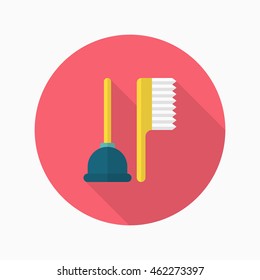 Toilet utensils icon , Vector flat long shadow design. 
