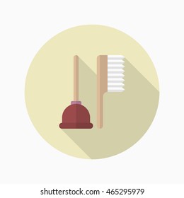 Toilet utensils icon , Vector flat long shadow design.