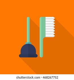 Toilet utensils icon , Vector flat long shadow design.