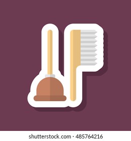 Toilet utensils icon , Vector flat long shadow design.