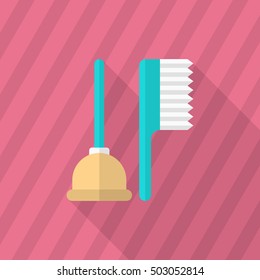 Toilet utensils icon , Vector flat long shadow design.