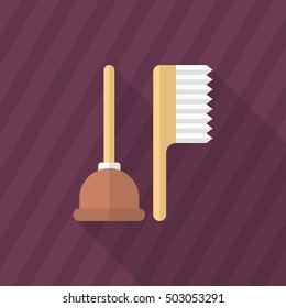Toilet utensils icon , Vector flat long shadow design.
