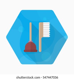 Toilet utensils icon , Vector flat long shadow design.
