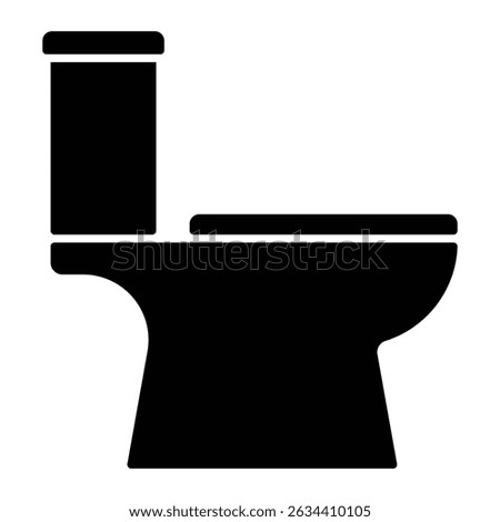 Toilet vector icon. Bathroom, restroom, WC, or sanitation symbol for home, hotel, or public signage and plumbing projects. Black silhouette illustration isolated on white background.