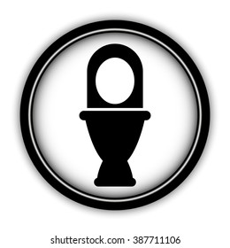 Toilet - vector icon; round  button with shadow