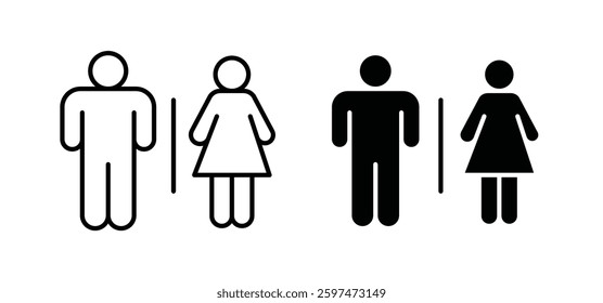 Toilet vector icon set black filled and outlined style.